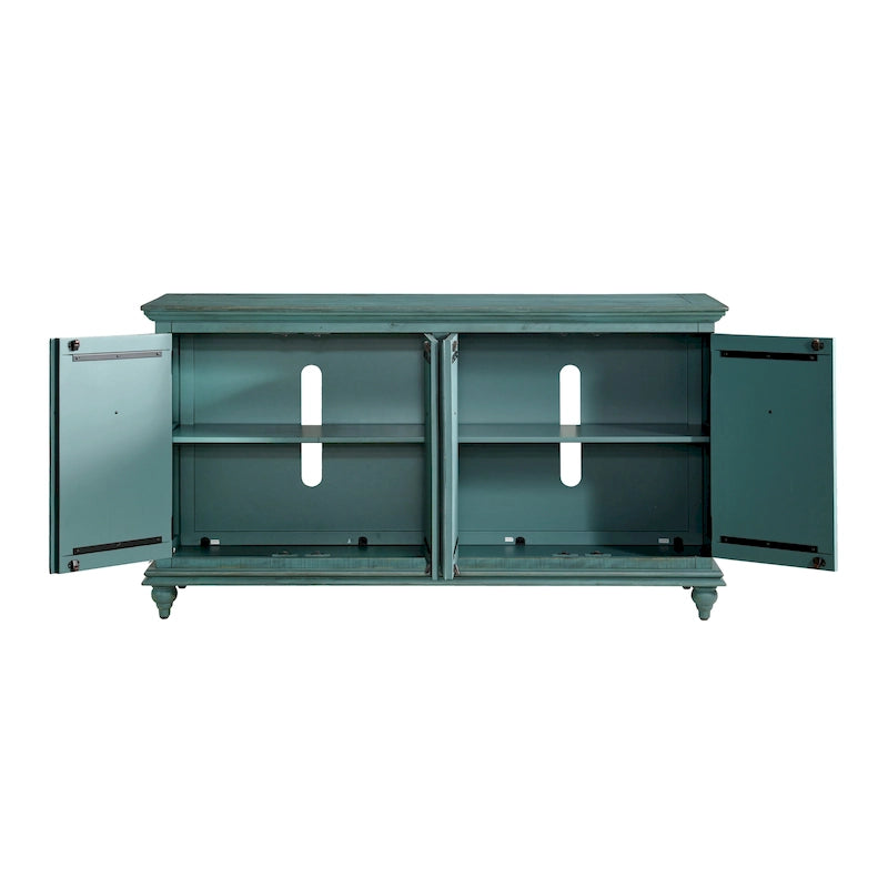 Meuble console TV Central Park en bois massif à 4 portes de 165 cm – 89 cm de haut x 165 cm de large x 46 cm de profondeur