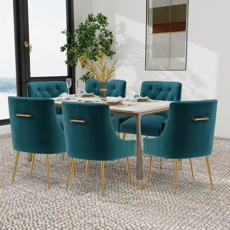 SEYNAR Chaises de salle à manger modernes lot de 6, chaises d'appoint en velours dossier capitonné sans accoudoirs avec tirette arrière