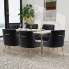 SEYNAR Sedie da Pranzo Moderne Set da 6, Sedia in Velluto con Schienale Trapuntato Senza Braccioli con Maniglia