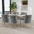 SEYNAR Sedie da Pranzo Moderne Set da 6, Sedia in Velluto con Schienale Trapuntato Senza Braccioli con Maniglia