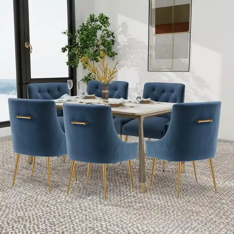 SEYNAR Sedie da Pranzo Moderne Set da 6, Sedia in Velluto con Schienale Trapuntato Senza Braccioli con Maniglia
