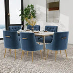 SEYNAR Sedie da Pranzo Moderne Set da 6, Sedia in Velluto con Schienale Trapuntato Senza Braccioli con Maniglia