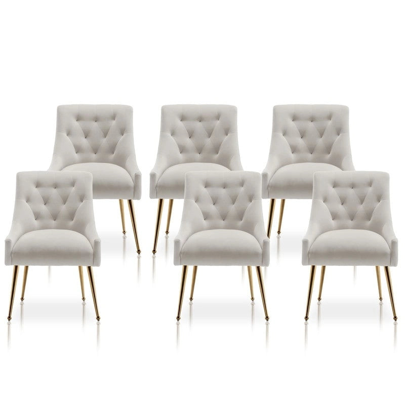 SEYNAR Sedie da Pranzo Moderne Set da 6, Sedia in Velluto con Schienale Trapuntato Senza Braccioli con Maniglia
