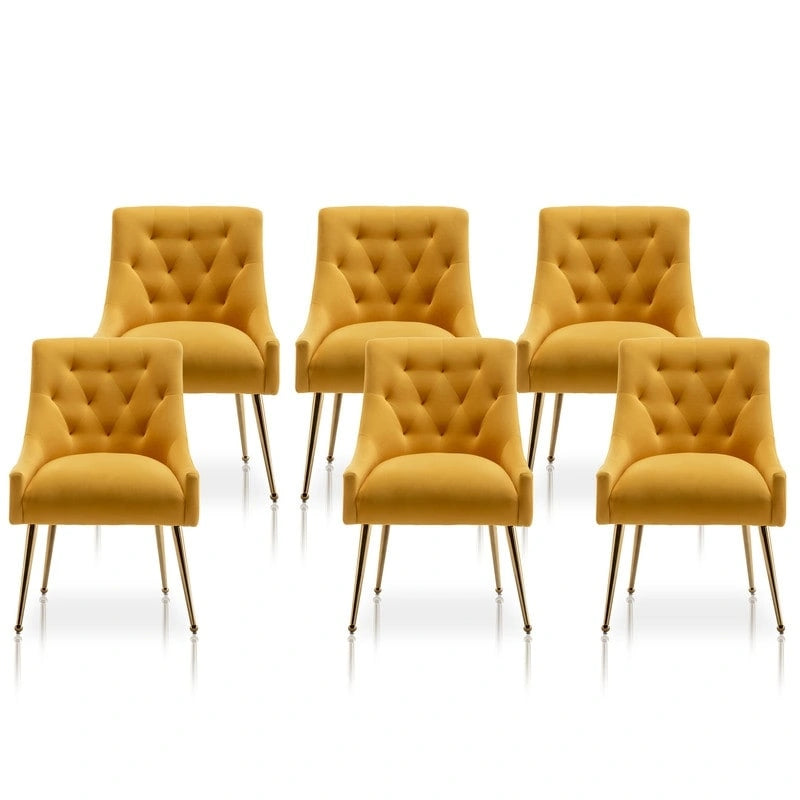 SEYNAR Sedie da Pranzo Moderne Set da 6, Sedia in Velluto con Schienale Trapuntato Senza Braccioli con Maniglia