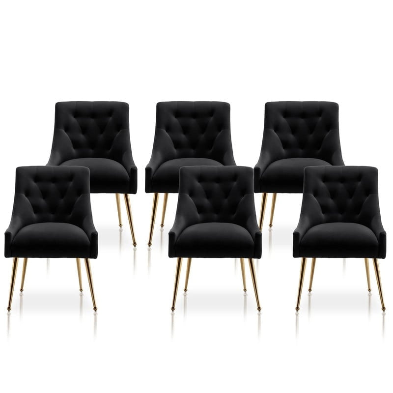 SEYNAR Sedie da Pranzo Moderne Set da 6, Sedia in Velluto con Schienale Trapuntato Senza Braccioli con Maniglia
