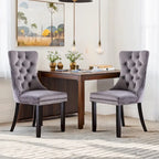 Dining Chairs Set of 2, Upholstered Accent Chair Button Tufted Armless Chair with Back Ring Pull and Nailhead Trim