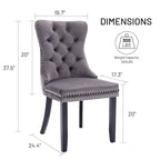 Ensemble de 2 chaises de salle à manger, chaise d'appoint rembourrée sans accoudoirs avec dossier capitonné, anneau de tirage et clous décoratifs