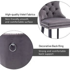 Ensemble de 2 chaises de salle à manger, chaise d'appoint rembourrée sans accoudoirs avec dossier capitonné, anneau de tirage et clous décoratifs