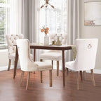 Ensemble de 2 chaises de salle à manger, chaise d'appoint rembourrée sans accoudoirs avec dossier capitonné, anneau de tirage et clous décoratifs