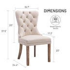 Ensemble de 2 chaises de salle à manger, chaise d'appoint rembourrée sans accoudoirs avec dossier capitonné, anneau de tirage et clous décoratifs