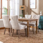 Ensemble de 2 chaises de salle à manger, chaise d'appoint rembourrée sans accoudoirs avec dossier capitonné, anneau de tirage et clous décoratifs