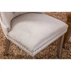 Ensemble de 2 chaises de salle à manger, chaise d'appoint rembourrée sans accoudoirs avec dossier capitonné, anneau de tirage et clous décoratifs
