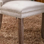 Ensemble de 2 chaises de salle à manger, chaise d'appoint rembourrée sans accoudoirs avec dossier capitonné, anneau de tirage et clous décoratifs