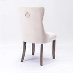 Ensemble de 2 chaises de salle à manger, chaise d'appoint rembourrée sans accoudoirs avec dossier capitonné, anneau de tirage et clous décoratifs