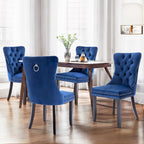 Ensemble de 2 chaises de salle à manger, chaise d'appoint rembourrée sans accoudoirs avec dossier capitonné, anneau de tirage et clous décoratifs