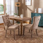 Ensemble de 2 chaises de salle à manger, chaise d'appoint rembourrée sans accoudoirs avec dossier capitonné, anneau de tirage et clous décoratifs