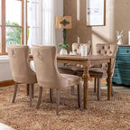 Ensemble de 2 chaises de salle à manger, chaise d'appoint rembourrée sans accoudoirs avec dossier capitonné, anneau de tirage et clous décoratifs