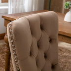 Ensemble de 2 chaises de salle à manger, chaise d'appoint rembourrée sans accoudoirs avec dossier capitonné, anneau de tirage et clous décoratifs