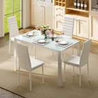 Set da pranzo in vetro da 5 pezzi, tavolo da pranzo moderno per 4 persone con sedie da cucina in pelle PU con schienale alto