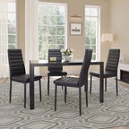 Set da pranzo in vetro da 5 pezzi, tavolo da pranzo moderno per 4 persone con sedie da cucina in pelle PU con schienale alto