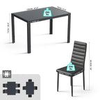 Set da pranzo in vetro da 5 pezzi, tavolo da pranzo moderno per 4 persone con sedie da cucina in pelle PU con schienale alto