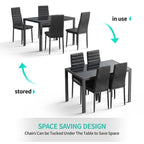 Set da pranzo in vetro da 5 pezzi, tavolo da pranzo moderno per 4 persone con sedie da cucina in pelle PU con schienale alto