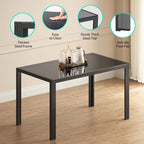 Set da pranzo in vetro da 5 pezzi, tavolo da pranzo moderno per 4 persone con sedie da cucina in pelle PU con schienale alto