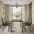 Set da pranzo in vetro da 5 pezzi, tavolo da pranzo moderno per 4 persone con sedie da cucina in pelle PU con schienale alto