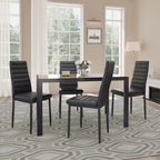 Set da pranzo in vetro da 5 pezzi, tavolo da pranzo moderno per 4 persone con sedie da cucina in pelle PU con schienale alto