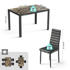 Set da pranzo in vetro da 5 pezzi, tavolo da pranzo moderno per 4 persone con sedie da cucina in pelle PU con schienale alto