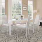 Set da pranzo in vetro da 5 pezzi, tavolo da pranzo moderno per 4 persone con sedie da cucina in pelle PU con schienale alto
