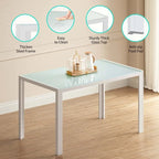 Set da pranzo in vetro da 5 pezzi, tavolo da pranzo moderno per 4 persone con sedie da cucina in pelle PU con schienale alto