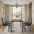 Set da pranzo in vetro da 5 pezzi, tavolo da pranzo moderno per 4 persone con sedie da cucina in pelle PU con schienale alto