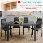 Set da pranzo in vetro da 5 pezzi, tavolo da pranzo moderno per 4 persone con sedie da cucina in pelle PU con schienale alto