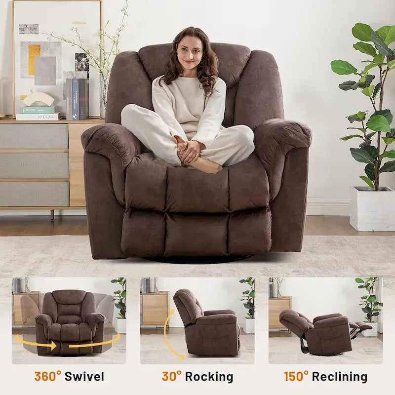 Poltrona reclinabile girevole manuale oversize Ebello