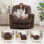 Poltrona reclinabile girevole manuale oversize Ebello