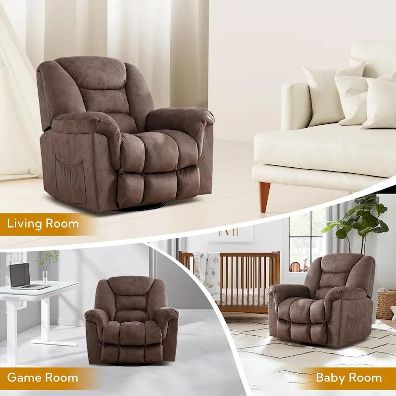 Poltrona reclinabile girevole manuale oversize Ebello