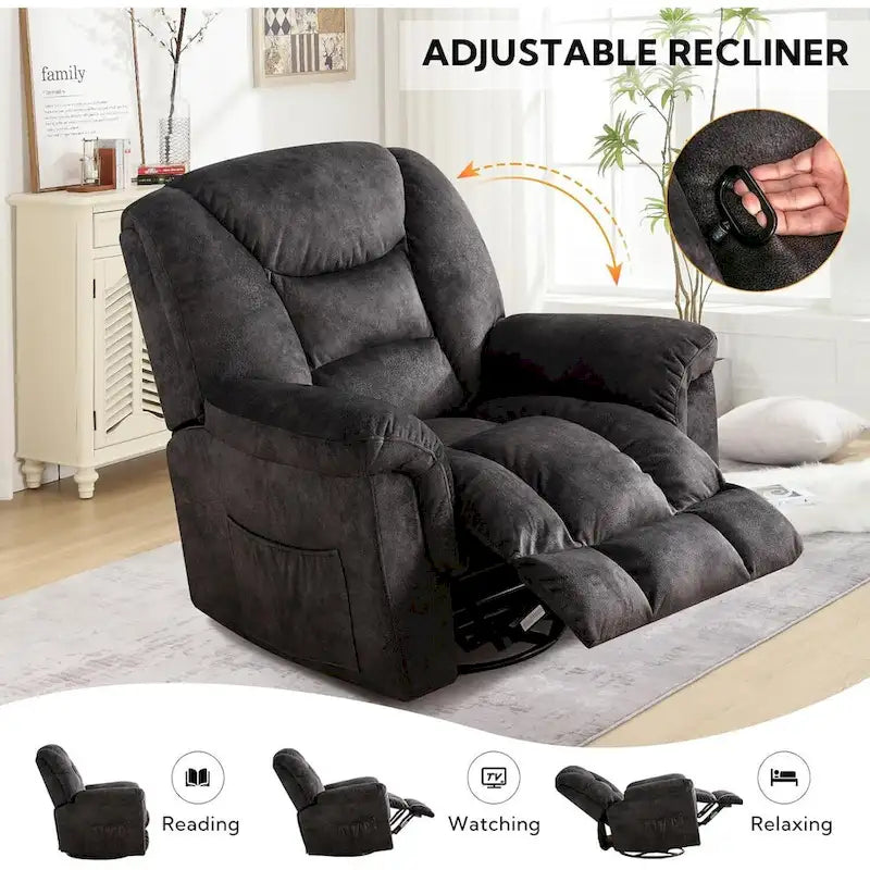 Poltrona reclinabile girevole manuale oversize Ebello