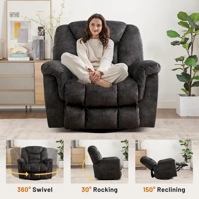 Poltrona reclinabile girevole manuale oversize Ebello
