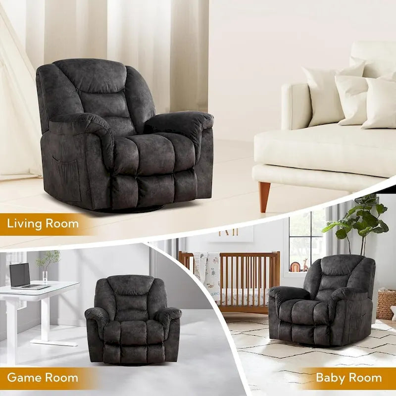 Poltrona reclinabile girevole manuale oversize Ebello