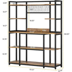Credenza da Cucina Larga 55" con Supporto per Microonde e 11 Ganci