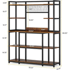 Credenza da Cucina Larga 55" con Supporto per Microonde e 11 Ganci