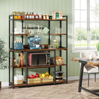Credenza da Cucina Larga 55" con Supporto per Microonde e 11 Ganci