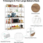 Credenza da Cucina Larga 55" con Supporto per Microonde e 11 Ganci