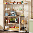 Credenza da Cucina Larga 55" con Supporto per Microonde e 11 Ganci