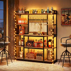 Credenza da Cucina Larga 55" con Supporto per Microonde e 11 Ganci