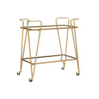 Carrello da bar Rosa Mid-Century a 2 ripiani in metallo con ruote