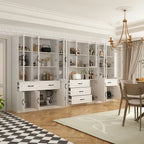 Grande Credenza Bianca Elegante da Cucina con Ante in Vetro Espositiva