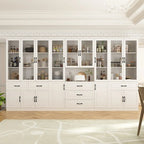 Grande Credenza Bianca Elegante da Cucina con Ante in Vetro Espositiva