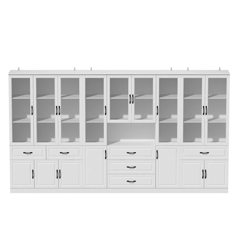 Grande Credenza Bianca Elegante da Cucina con Ante in Vetro Espositiva